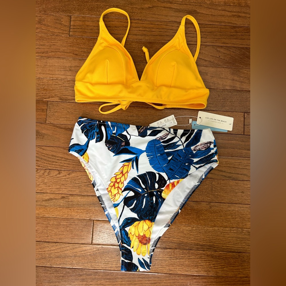 CUPSHE Yellow and Floral Bikini - Picture 3 of 4